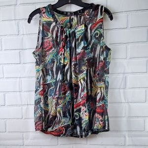 Milano Sleeveless Blouse, Sheer, Vegan Leather Med